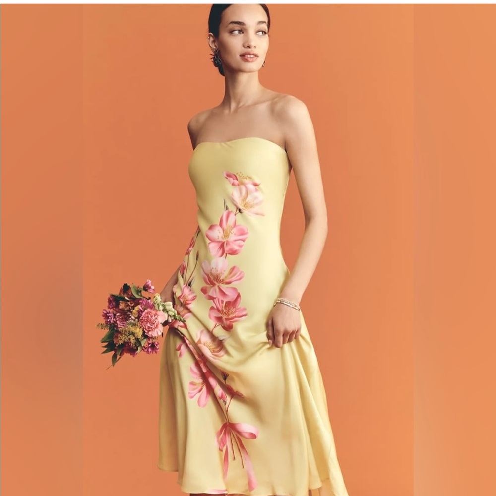 Anthropologie Farm Rio x Anthropologie Strapless Printed Midi Slip Dress